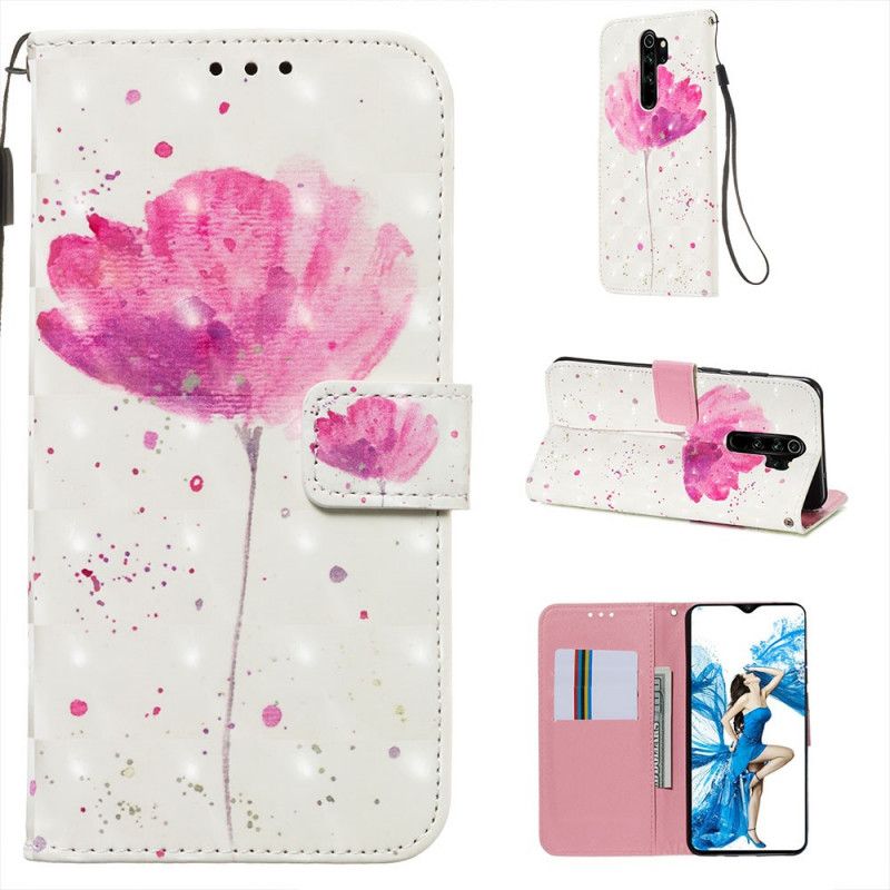 Leren Hoesje voor Xiaomi Redmi Note 8 Pro Aquarel Klaproos