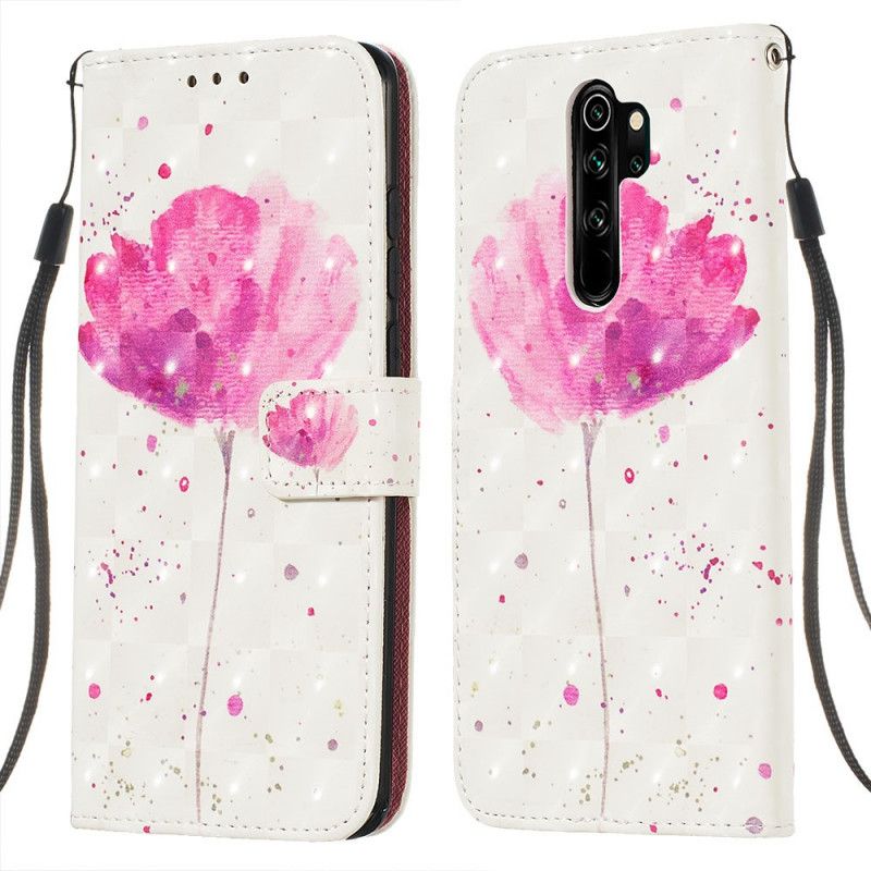 Leren Hoesje voor Xiaomi Redmi Note 8 Pro Aquarel Klaproos