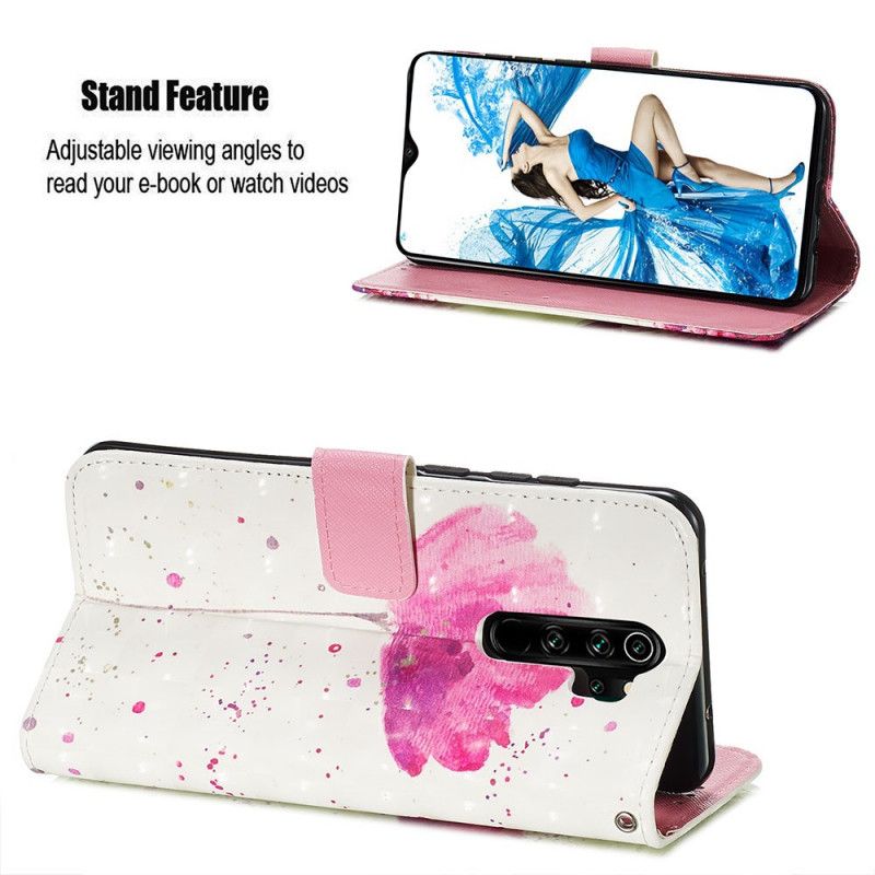 Leren Hoesje voor Xiaomi Redmi Note 8 Pro Aquarel Klaproos