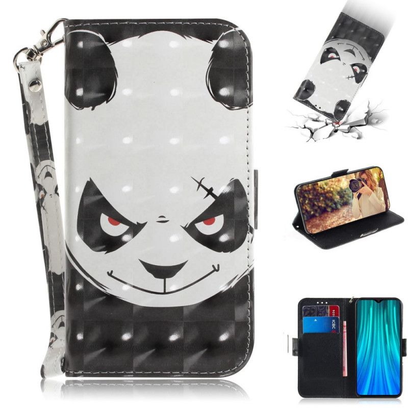 Leren Hoesje voor Xiaomi Redmi Note 8 Pro Boze Panda Met String