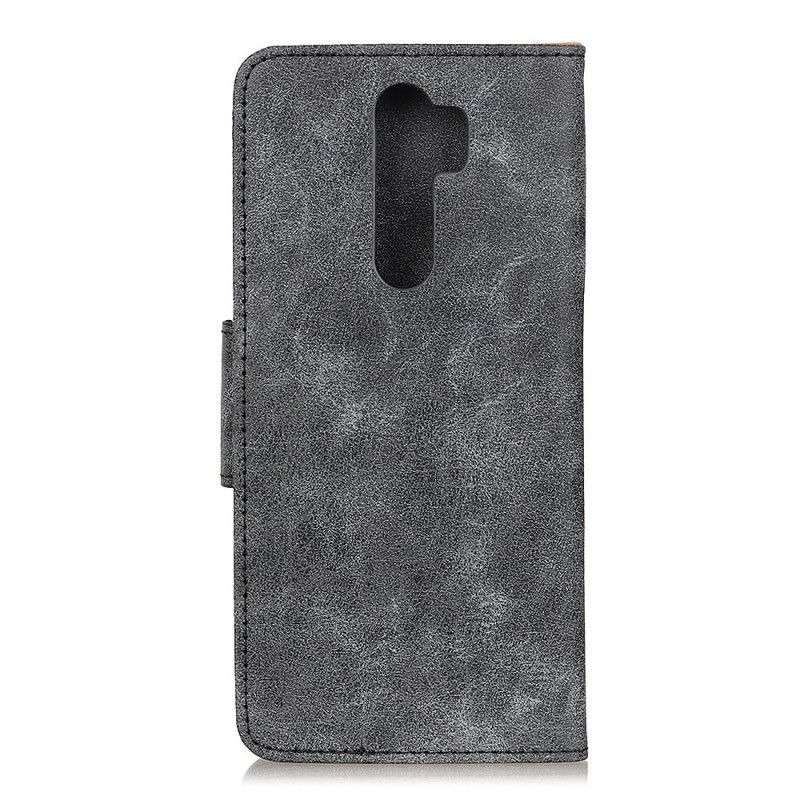 Leren Hoesje voor Xiaomi Redmi Note 8 Pro Bruin Grijs Retro Faux Lederen Flap