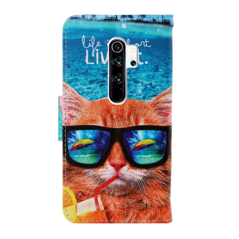 Leren Hoesje voor Xiaomi Redmi Note 8 Pro Cat Live It String