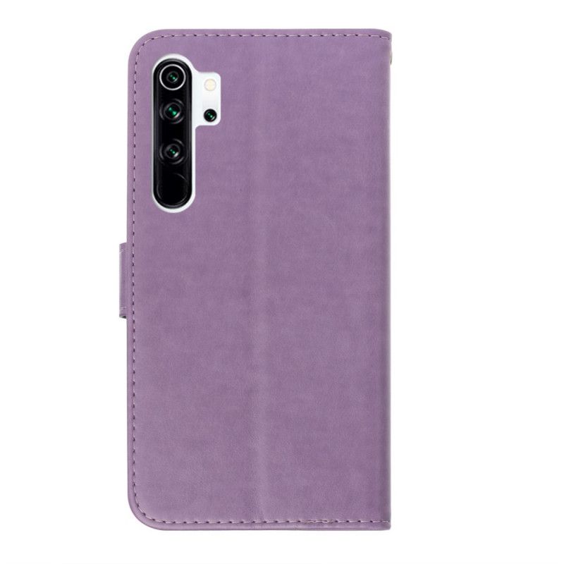 Leren Hoesje voor Xiaomi Redmi Note 8 Pro Lichtpaars Bloem Bedel