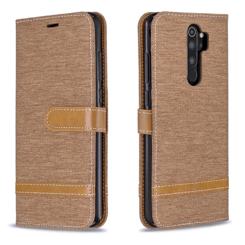 Leren Hoesje voor Xiaomi Redmi Note 8 Pro Rood Zwart Stof En Leereffect Met String