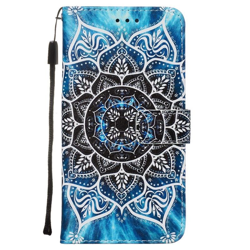 Leren Hoesje voor Xiaomi Redmi Note 8 Pro Zwarte String Mandala