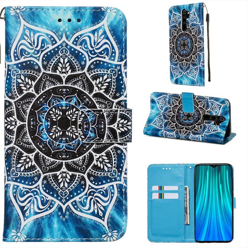 Leren Hoesje voor Xiaomi Redmi Note 8 Pro Zwarte String Mandala