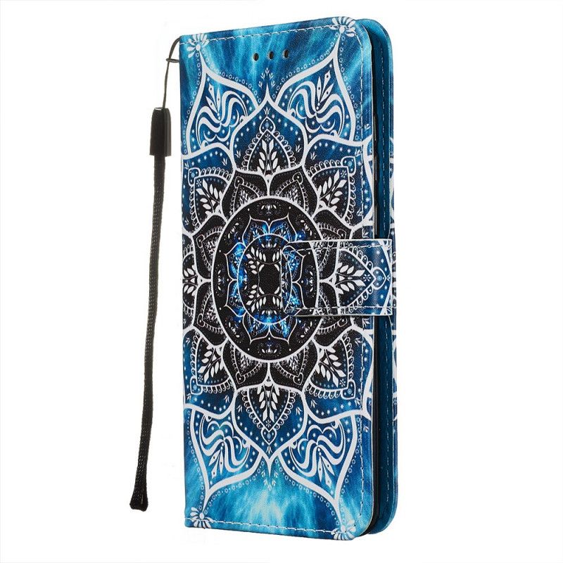 Leren Hoesje voor Xiaomi Redmi Note 8 Pro Zwarte String Mandala