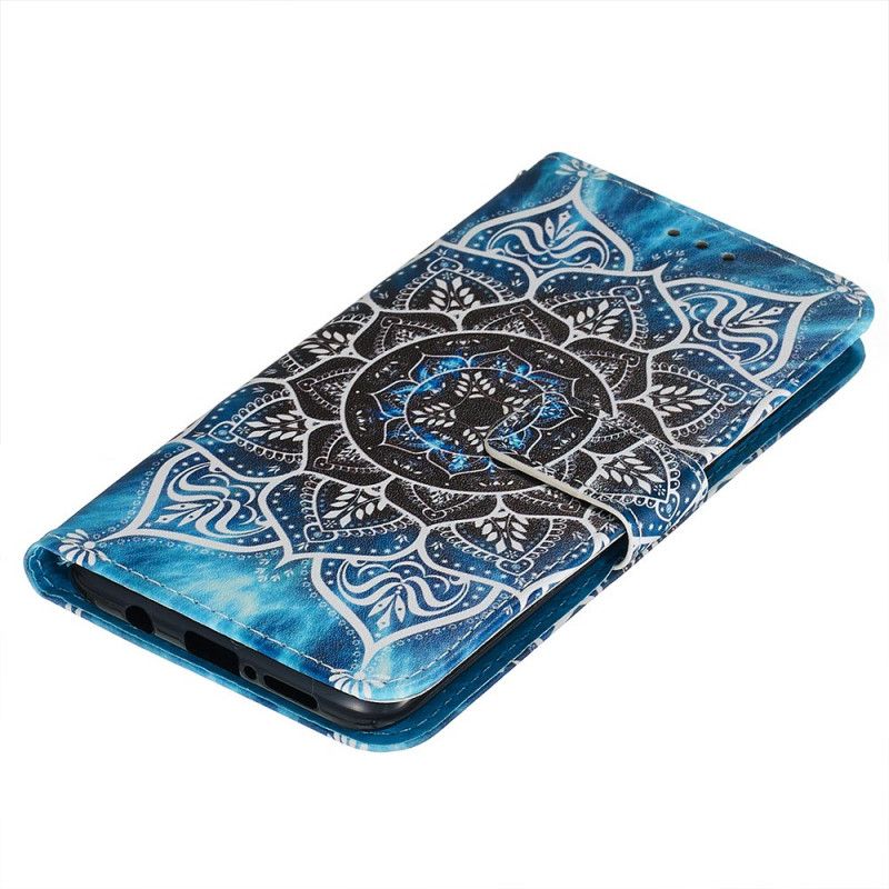 Leren Hoesje voor Xiaomi Redmi Note 8 Pro Zwarte String Mandala