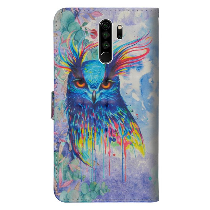 Leren Hoesje Xiaomi Redmi Note 8 Pro Aquarel Vogel