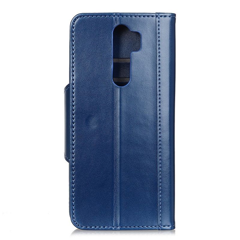 Leren Hoesje Xiaomi Redmi Note 8 Pro Donkerblauw Zwart Sluiting Elegantie Van Imitatieleer