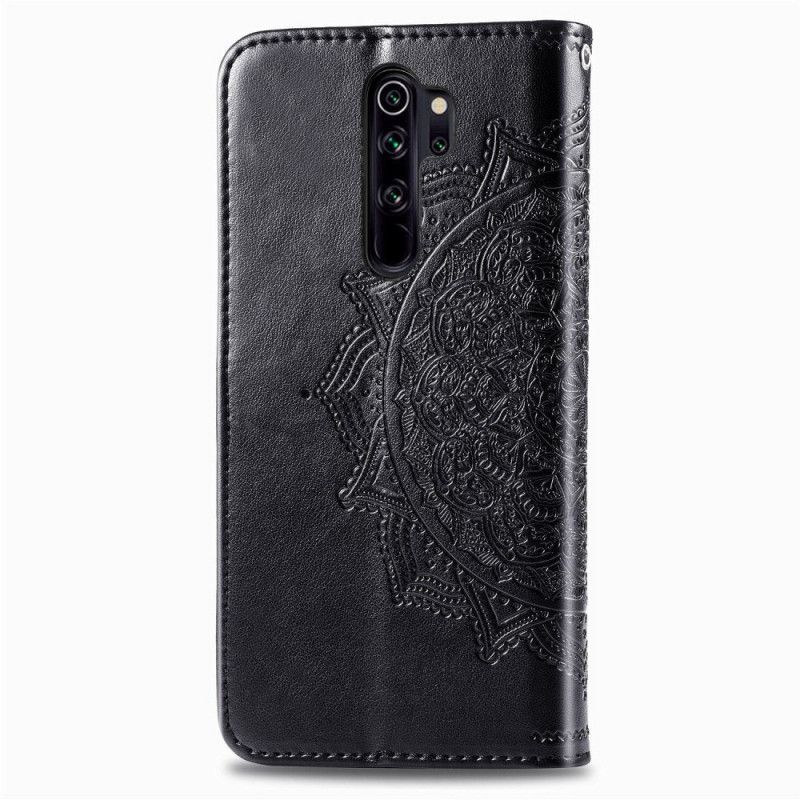 Leren Hoesje Xiaomi Redmi Note 8 Pro Grijs Zwart Mandala Van Middelbare Leeftijd