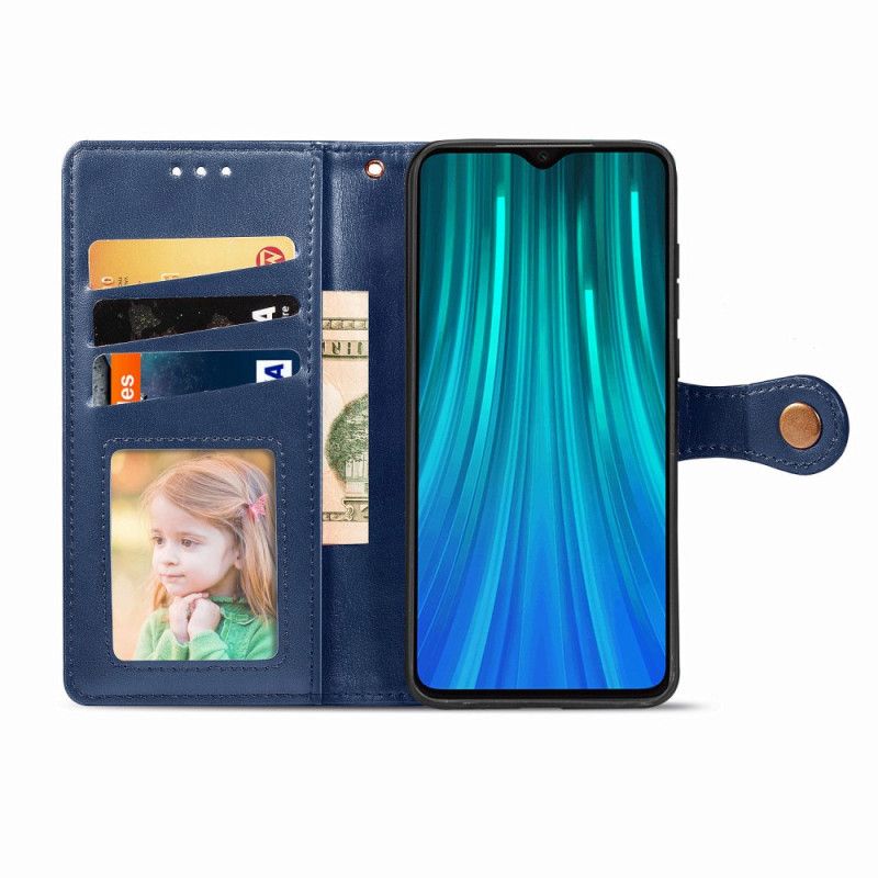 Leren Hoesje Xiaomi Redmi Note 8 Pro Groen Rood Kunstleer En Vintage Sluiting