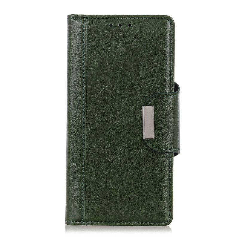 Leren Hoesje Xiaomi Redmi Note 8 Pro Groen Wit Telefoonhoesje Kunstleer Elegante Sluiting