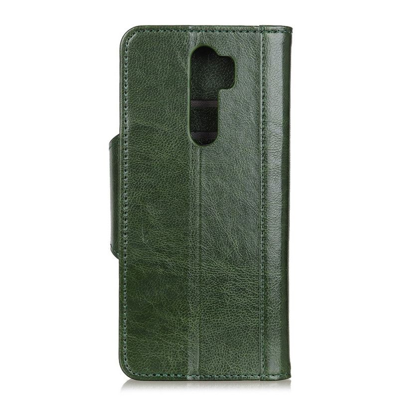 Leren Hoesje Xiaomi Redmi Note 8 Pro Groen Wit Telefoonhoesje Kunstleer Elegante Sluiting