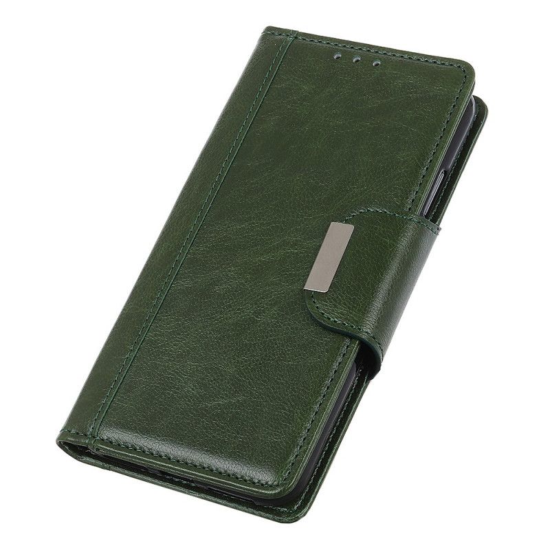 Leren Hoesje Xiaomi Redmi Note 8 Pro Groen Wit Telefoonhoesje Kunstleer Elegante Sluiting