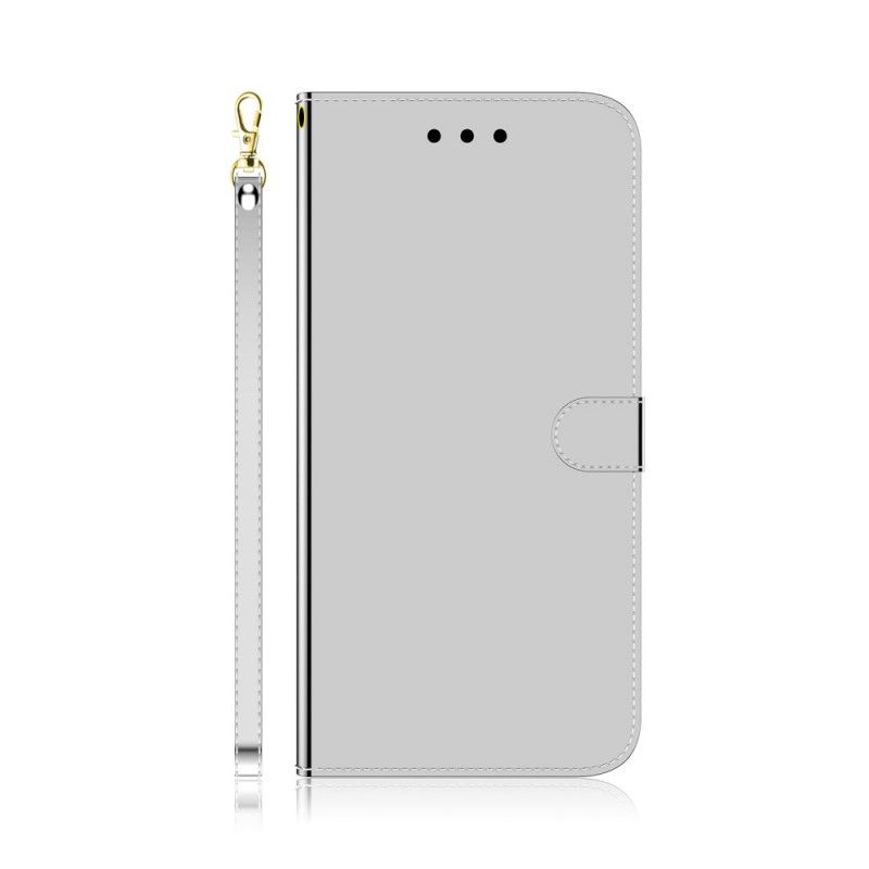 Leren Hoesje Xiaomi Redmi Note 8 Pro Magenta Zwart Kunstlederen Spiegelkap