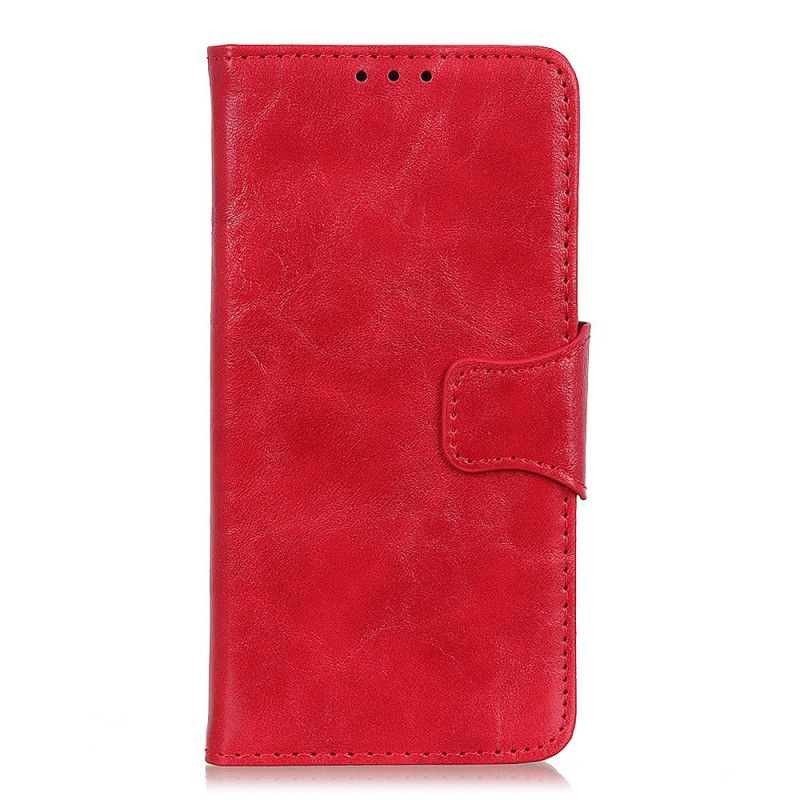 Leren Hoesje Xiaomi Redmi Note 8 Pro Rood Zwart Dubbelzijdige Magnetische Klep