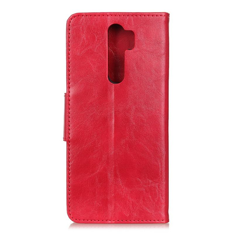 Leren Hoesje Xiaomi Redmi Note 8 Pro Rood Zwart Dubbelzijdige Magnetische Klep