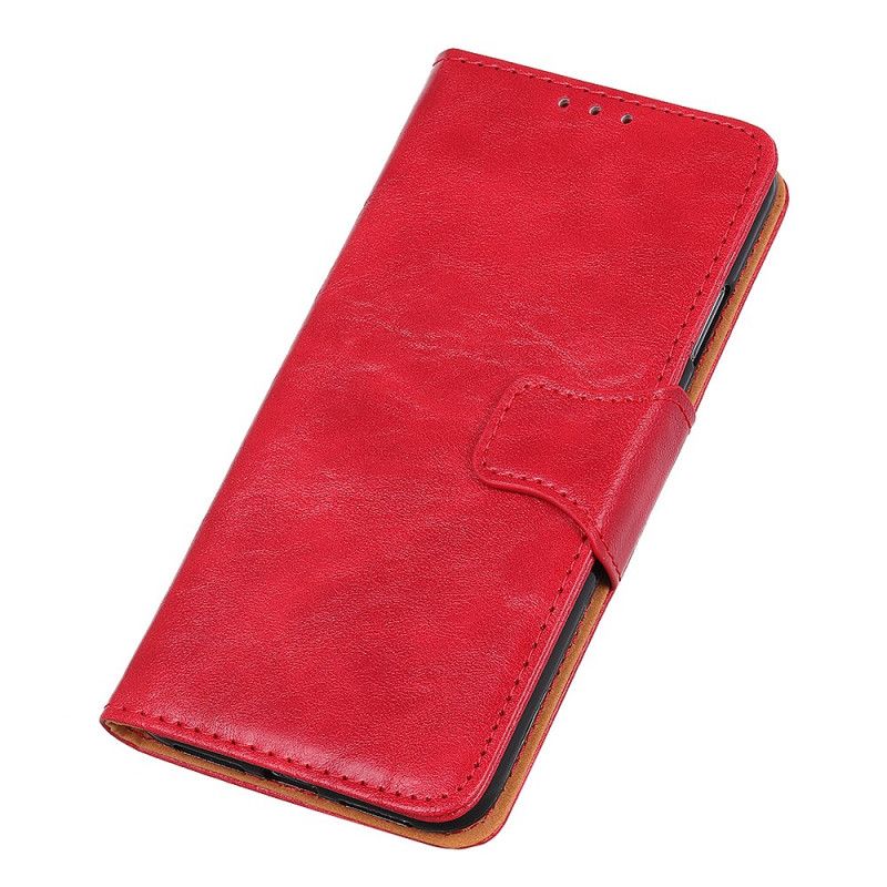 Leren Hoesje Xiaomi Redmi Note 8 Pro Rood Zwart Dubbelzijdige Magnetische Klep