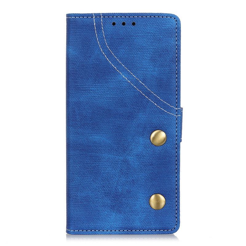 Leren Hoesje Xiaomi Redmi Note 8 Pro Rood Zwart Telefoonhoesje Jeansknopen