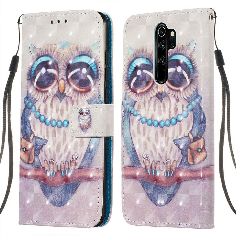 Leren Hoesje Xiaomi Redmi Note 8 Pro Telefoonhoesje Juffrouw Uil