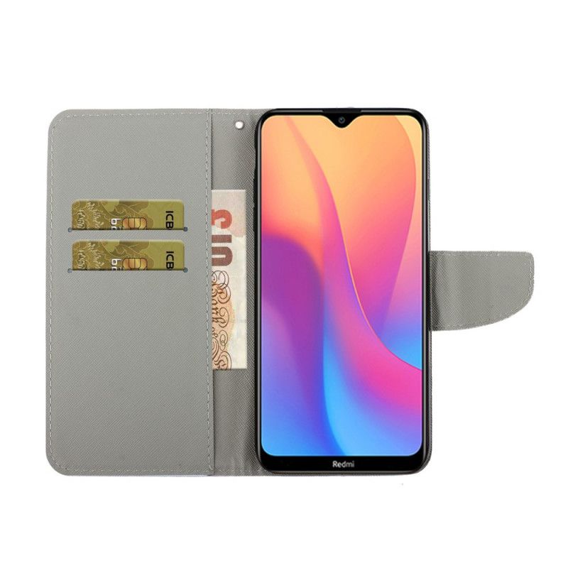 Bescherming Hoesje Xiaomi Redmi 9A Donkerblauw Zwart Vlindervariaties Met String