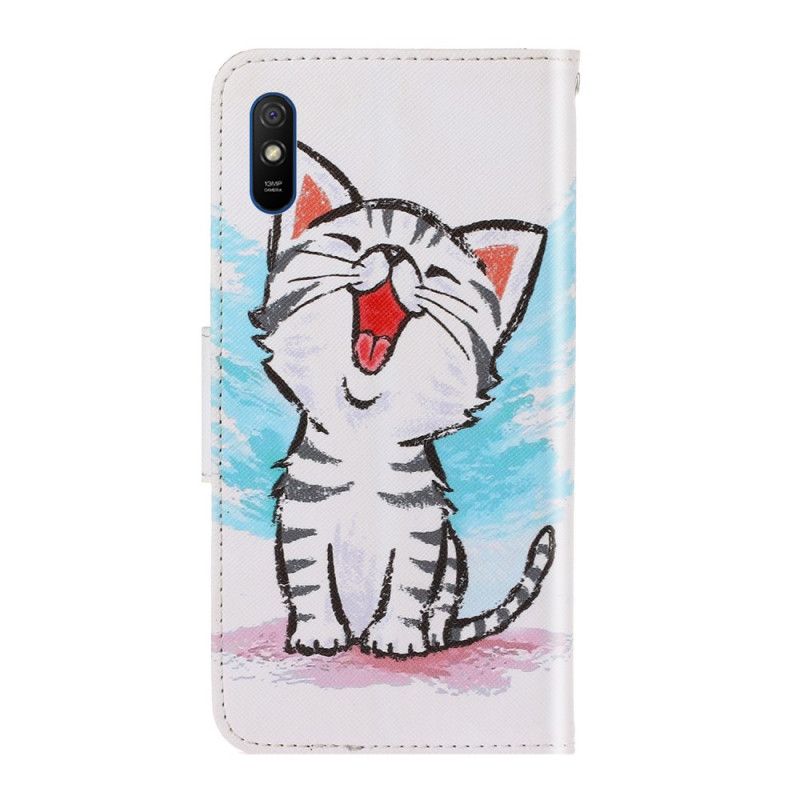 Bescherming Hoesje Xiaomi Redmi 9A Telefoonhoesje Gekleurd Kitten Met String