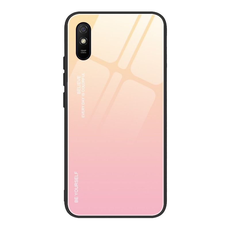 Case Hoesje Xiaomi Redmi 9A Magenta Rood Telefoonhoesje Wees Jezelf Gehard Glas