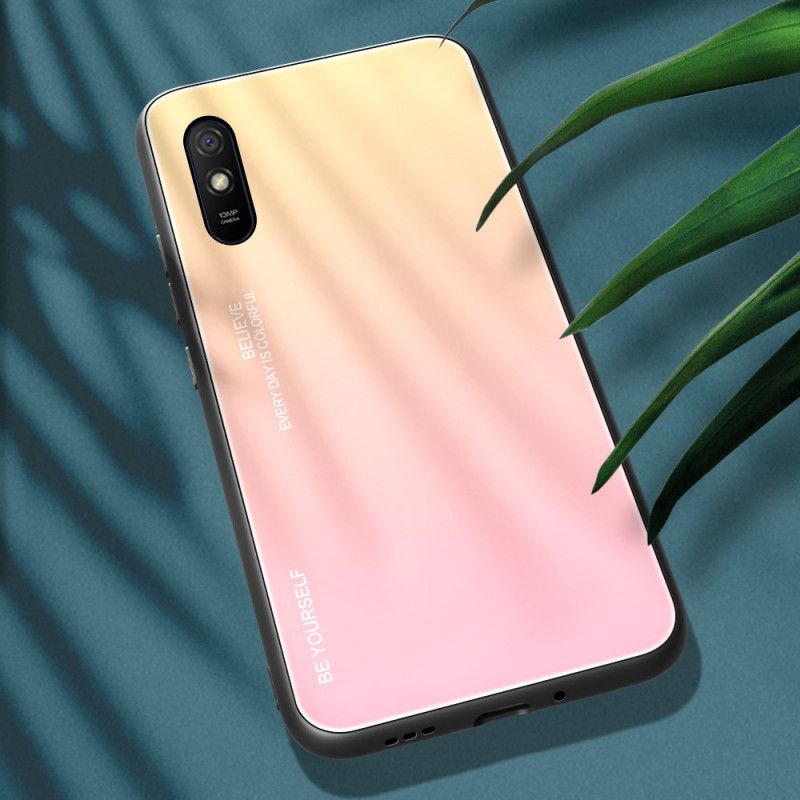 Case Hoesje Xiaomi Redmi 9A Magenta Rood Telefoonhoesje Wees Jezelf Gehard Glas