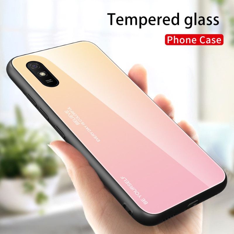 Case Hoesje Xiaomi Redmi 9A Magenta Rood Telefoonhoesje Wees Jezelf Gehard Glas