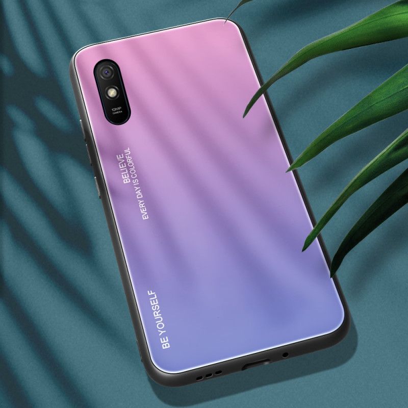 Case Hoesje Xiaomi Redmi 9A Magenta Rood Telefoonhoesje Wees Jezelf Gehard Glas