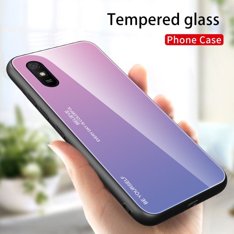 Case Hoesje Xiaomi Redmi 9A Magenta Rood Telefoonhoesje Wees Jezelf Gehard Glas