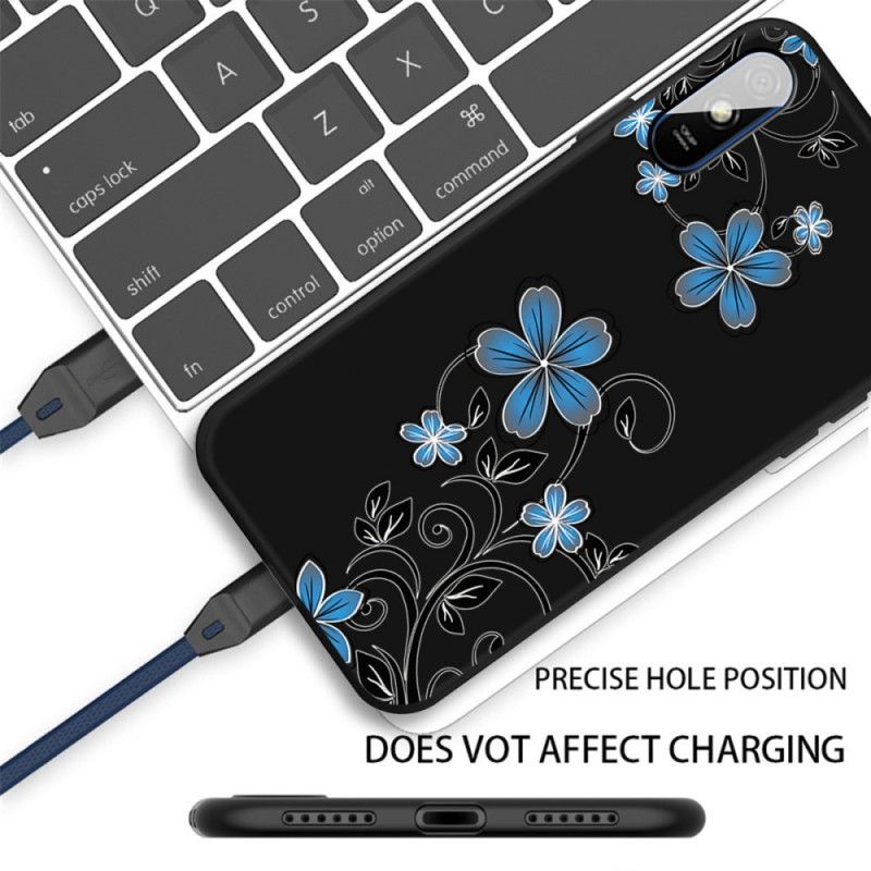 Case Hoesje Xiaomi Redmi 9A Telefoonhoesje Blauwe Bloemen