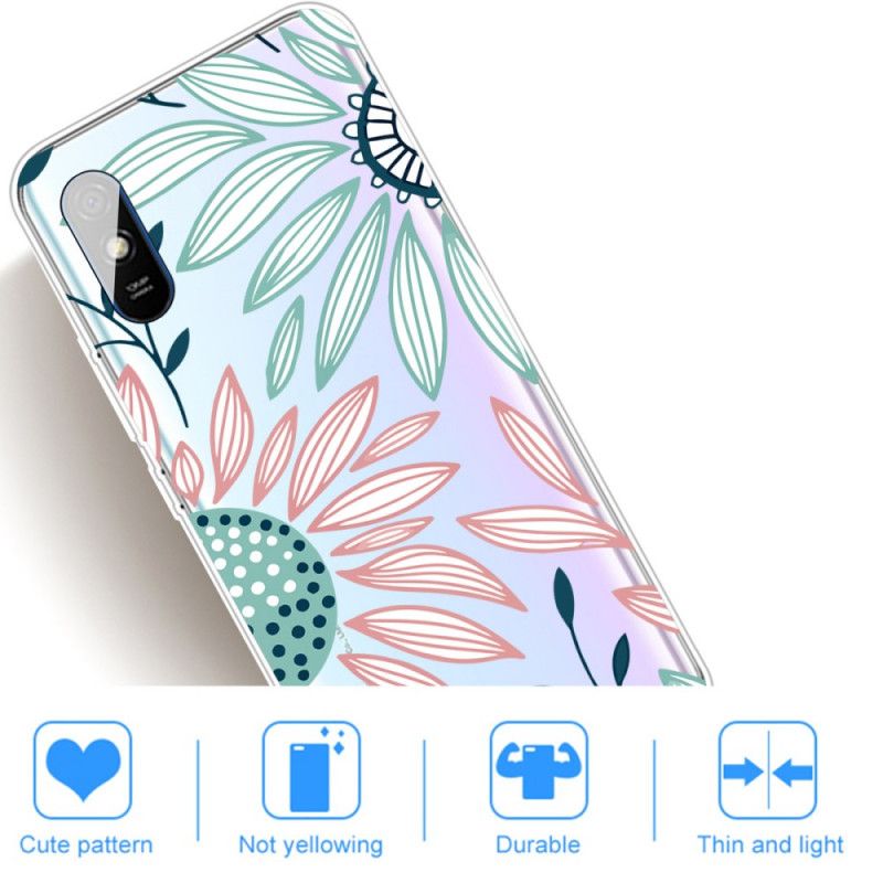 Case Hoesje Xiaomi Redmi 9A Telefoonhoesje Een Bloem Transparant