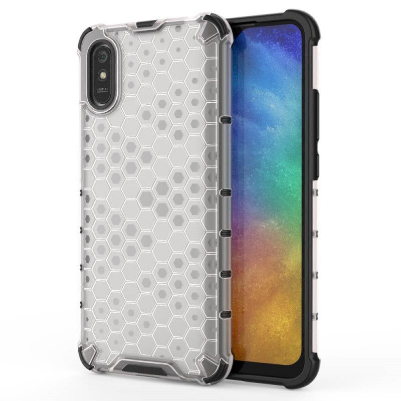 Case Hoesje Xiaomi Redmi 9A Wit Zwart Telefoonhoesje Honingraatstijl