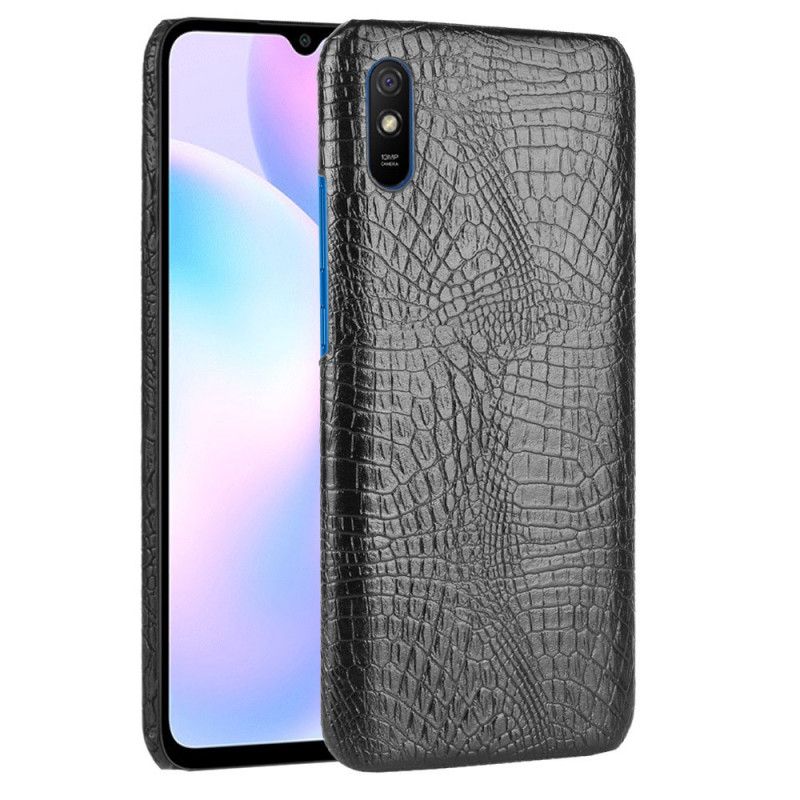 Case Hoesje Xiaomi Redmi 9A Wit Zwart Telefoonhoesje Krokodillenhuidstijl