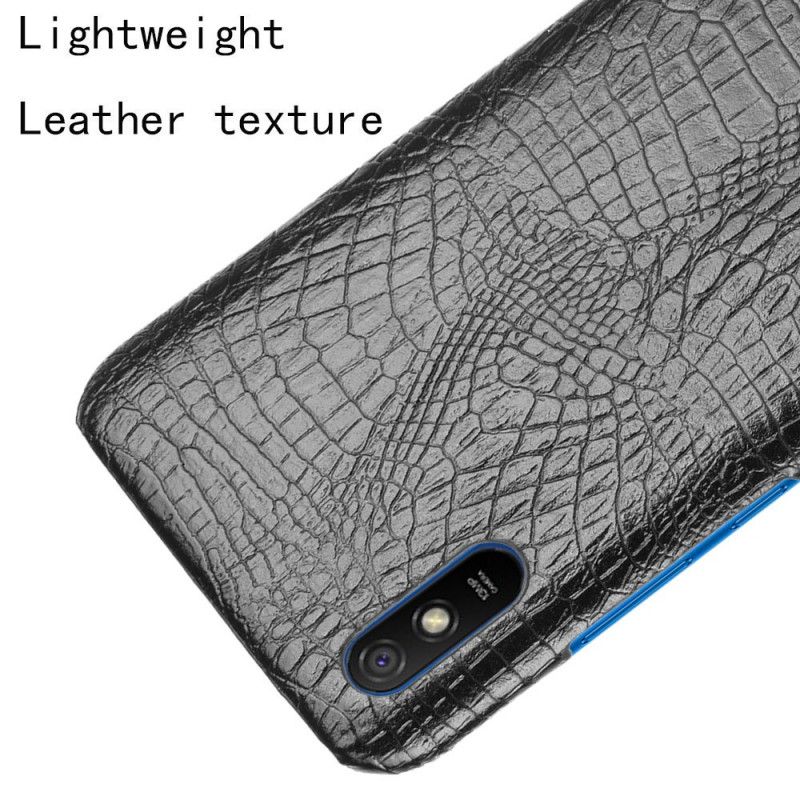 Case Hoesje Xiaomi Redmi 9A Wit Zwart Telefoonhoesje Krokodillenhuidstijl