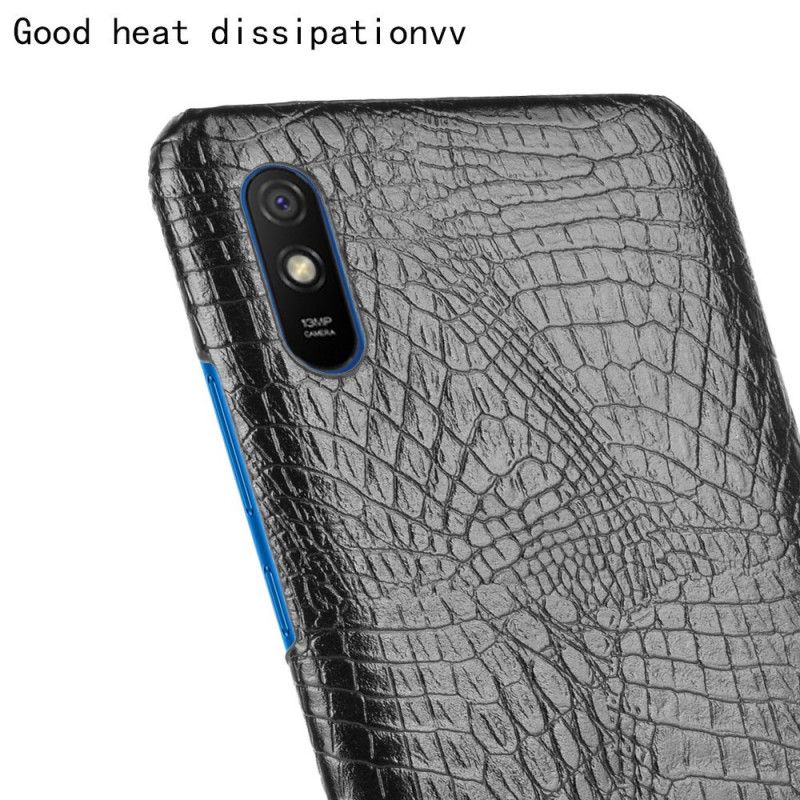 Case Hoesje Xiaomi Redmi 9A Wit Zwart Telefoonhoesje Krokodillenhuidstijl