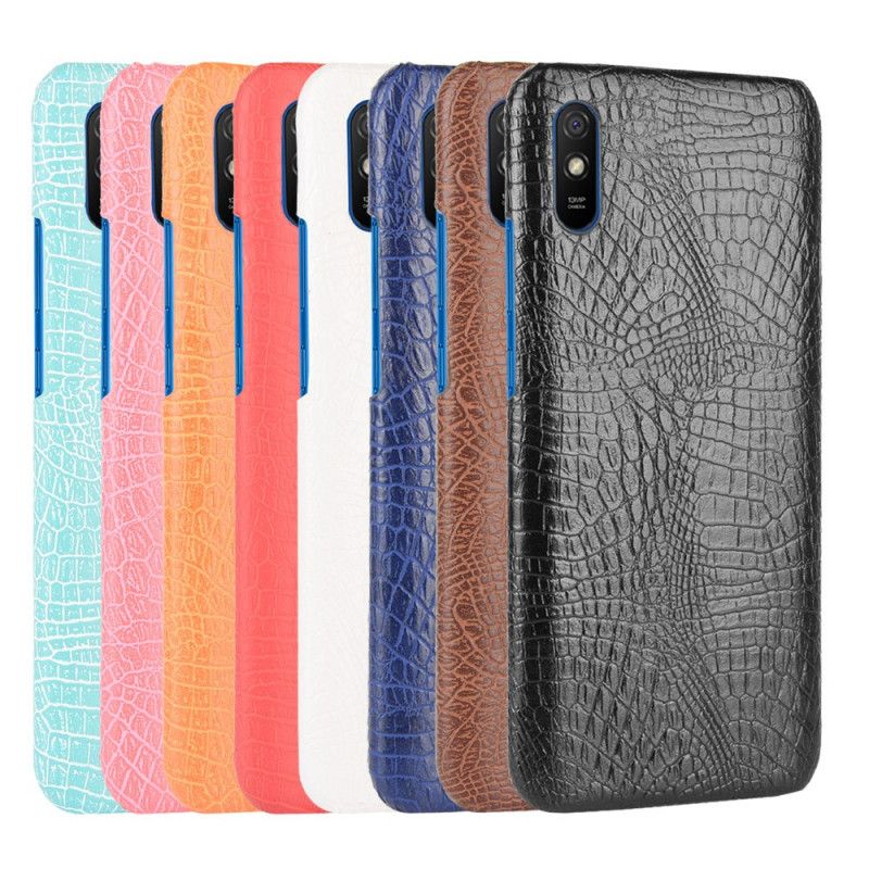 Case Hoesje Xiaomi Redmi 9A Wit Zwart Telefoonhoesje Krokodillenhuidstijl