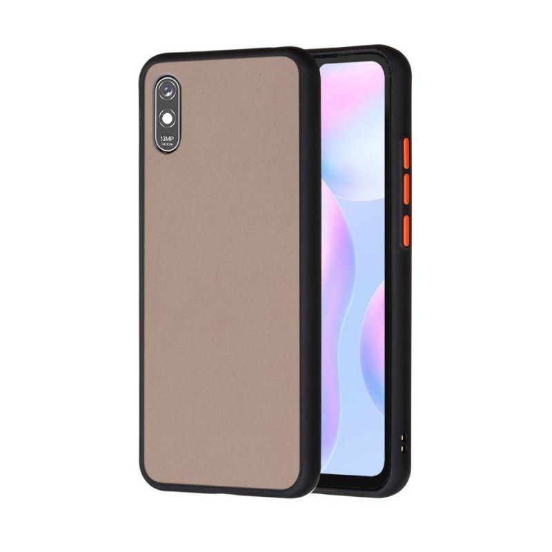 Cover Hoesje Xiaomi Redmi 9A Rood Zwart Telefoonhoesje Hybride Siliconen Velgontwerp