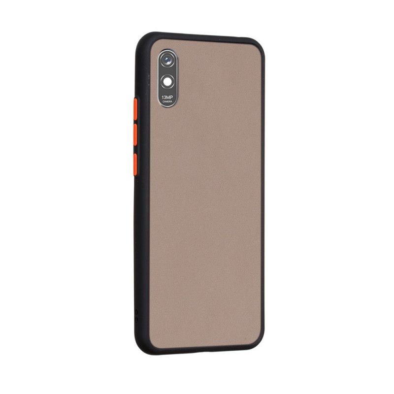 Cover Hoesje Xiaomi Redmi 9A Rood Zwart Telefoonhoesje Hybride Siliconen Velgontwerp