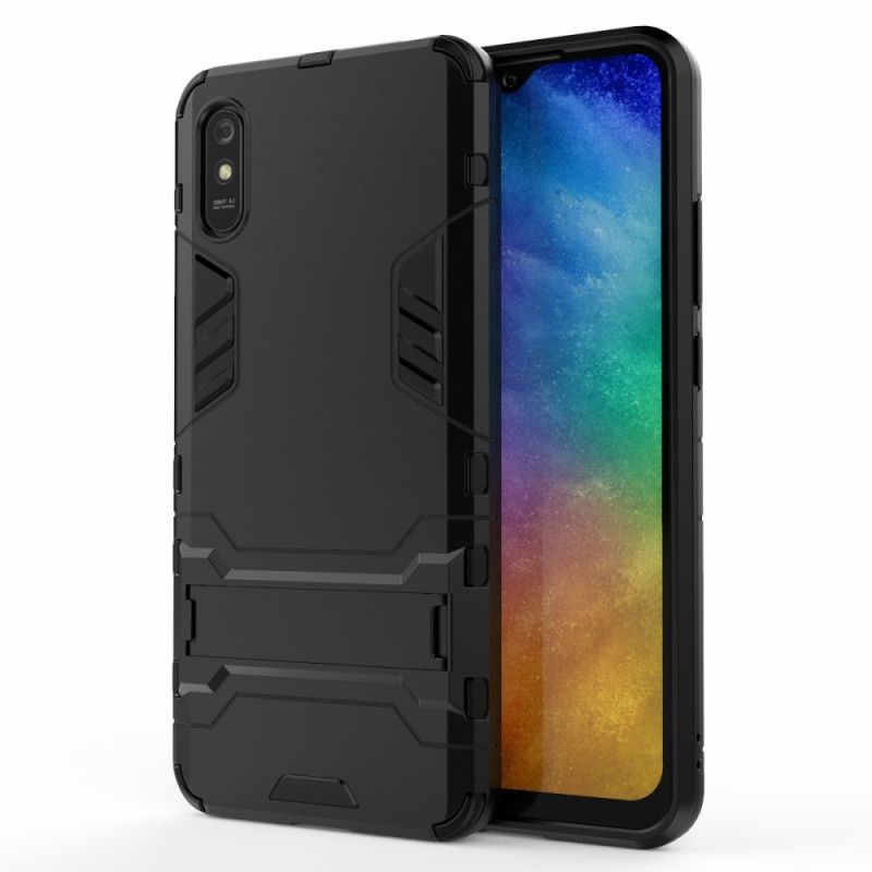 Cover Hoesje Xiaomi Redmi 9A Rood Zwart Telefoonhoesje Ultrabestendige Tong