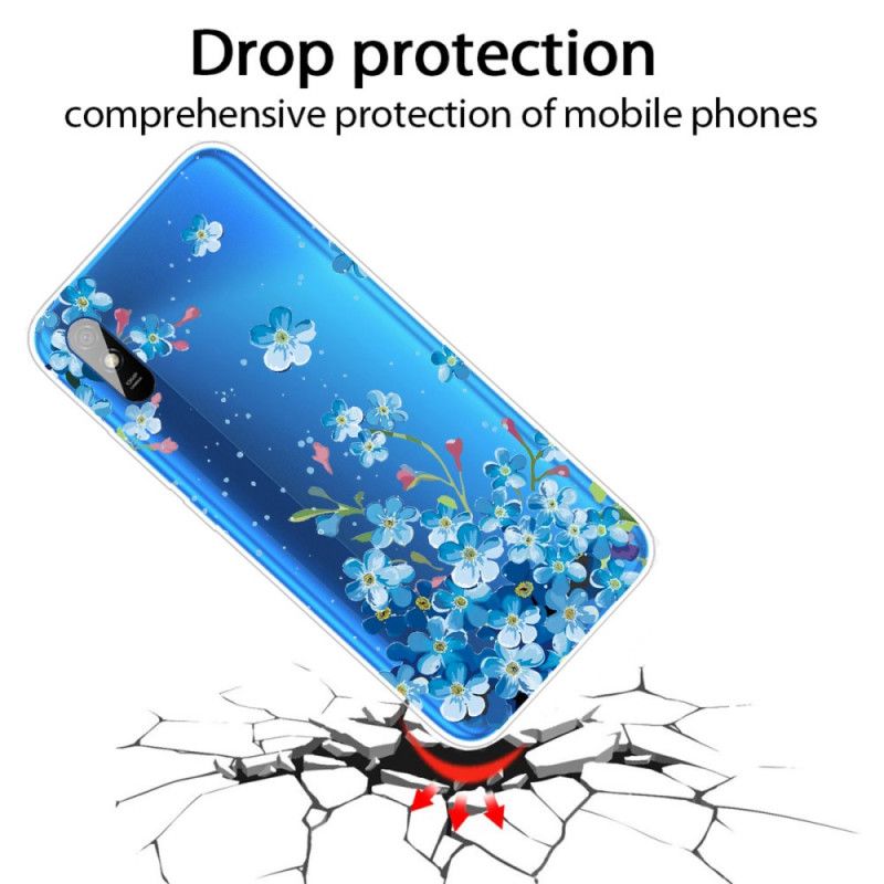 Cover Hoesje Xiaomi Redmi 9A Telefoonhoesje Boeket Blauwe Bloemen