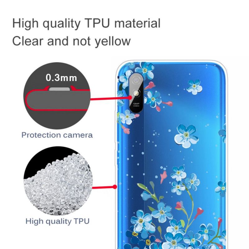 Cover Hoesje Xiaomi Redmi 9A Telefoonhoesje Boeket Blauwe Bloemen