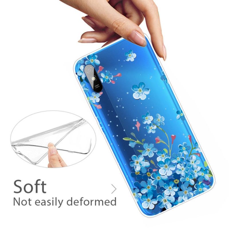 Cover Hoesje Xiaomi Redmi 9A Telefoonhoesje Boeket Blauwe Bloemen