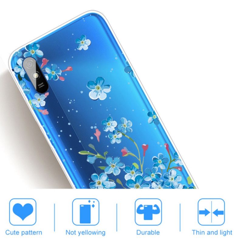 Cover Hoesje Xiaomi Redmi 9A Telefoonhoesje Boeket Blauwe Bloemen