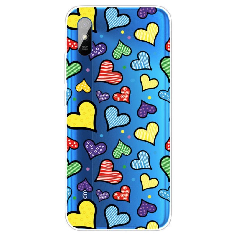 Cover Hoesje Xiaomi Redmi 9A Telefoonhoesje Veelkleurige Harten