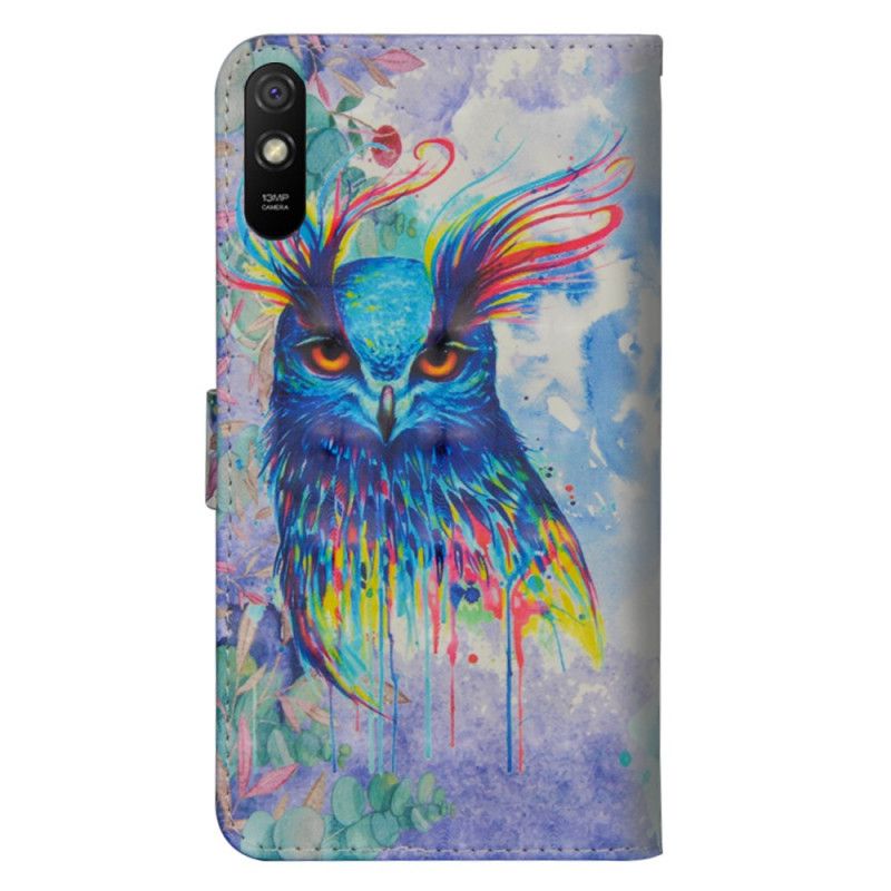 Flip Case Leren Xiaomi Redmi 9A Aquarel Vogel