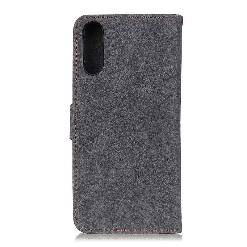 Flip Case Leren Xiaomi Redmi 9A Geel Zwart Retro Khazneh Splitleer