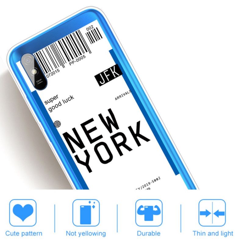 Hoesje voor Xiaomi Redmi 9A Donkerblauw Zwart Doorgeven Aan New York